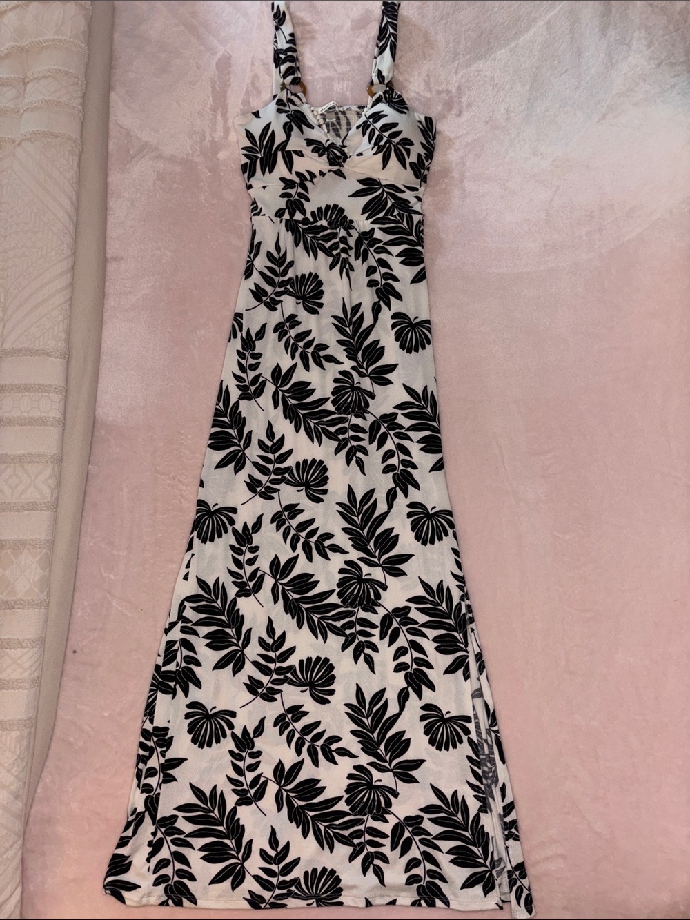 Derek Heart Tropical Leaves Maxi Dress